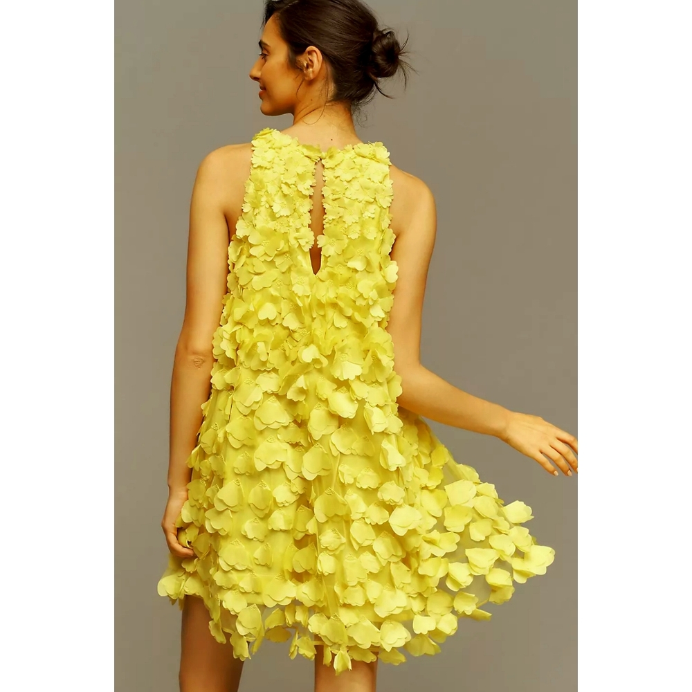 NWT, Anthropologie, Maeve Sleeveless Floral Appliqué Mini Dress - Picture 3 of 3